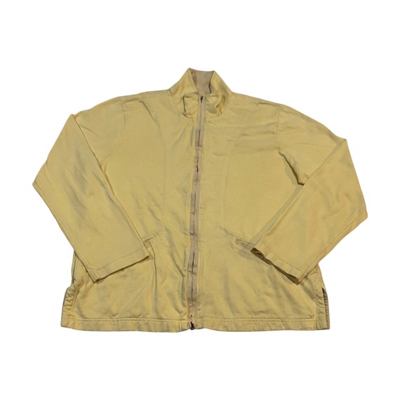 Tommy Bahama Jackets & Blazers - Tommy Bahama Womens L(12/14) Yellow Full Zip Mock Neck Jacket Palm Tree